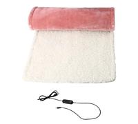 Coussin chauffant en laine d’agneau rose pour chaise de bureau, coussin de siège USB avec dossier, 5 niveaux de chauffe, tapis électrique pour l’hiver, grand format 100 x 40 cm