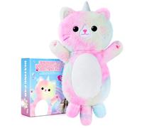 Coussin chauffant en peluche pour chat licorne pour soulager les crampes et les règles, animal en peluche licorne pour les menstruations, crampes menstruelles pour femmes et filles, coussin chauffant