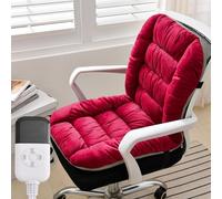Coussin Chauffant For Chaise De Bureau, Grand Coussin Chauffant D'hiver Avec 9 Températures Réglables Et 4 Minuteries For Fauteuil De Bureau À Domicile(Red)