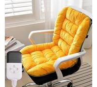 Coussin Chauffant For Chaise De Bureau, Grand Coussin Chauffant D'hiver Avec 9 Températures Réglables Et 4 Minuteries For Fauteuil De Bureau À Domicile(Yellow)