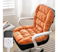 Coussin Chauffant For Chaise De Bureau, Grand Coussin Chauffant D'hiver Avec 9 Températures Réglables Et 4 Minuteries For Fauteuil De Bureau À Domicile(Orange)