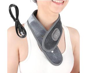 Coussin Chauffant Massant pour le Cou Rechargeable - Bandeau Cervical avec 3 Niveaux de Température et Fermeture Magnétique - pour Détente à la Maison, au Bureau ou en Voyage