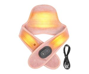 Coussin chauffant pour le cou - Masseur vibrant alimenté par USB avec 3 températures, chauffage de cou sans fil pour détendre les muscles, soulager l'agonie, l'inconfort du dos, soulager le stress, la