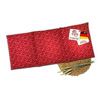 Coussin chauffant pour micro-ondes et four | Rouge | Rempli de blé, fabriqué à la main en Allemagne | environ 50 x 20 cm | 3 compartiments | 100% Coton OEKO-TEX | Pour le cou, le dos, les épaules