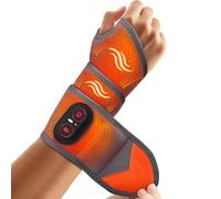 Coussin chauffant pour poignet avec massage, coussin chauffant sans fil pour soulager la douleur, bande chauffante de poignet à lumière rouge avec batterie de 3000 mAh, vibrations et réglages de