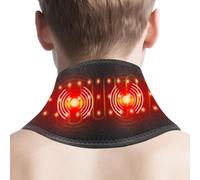 Coussin chauffant sans fil avec masseur et lumière rouge, masseur chauffant pour les douleurs cervicales, 3 niveaux de chaleur et 3 niveaux de vibration, enveloppement chauffant pour le cou avec