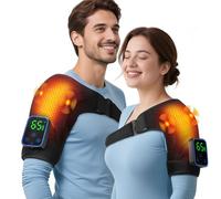 Coussin chauffant sans fil pour la nuque et les épaules avec vibration, 3 réglages de chauffage, contrôle tactile et appareil de massage à l'épaule rechargeable pour les douleurs au cou, les douleurs