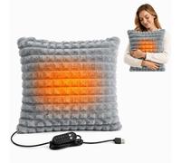Coussin Chauffant USB, Coussin Chauffant Dos avec Housse à Poils Courts | 45x45cm Coussin Chauffant Ventre, 5 Niveaux de Température, Contre le Mal de Dos, Epaule et Nuque, Gris