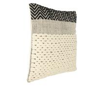 Coussin CHEVERY en coton et polyester marron et blanc 500x500mm