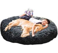 Coussin Chien Anti Stress xxxl,Lit Moelleux Rond - xl,Panier pour Chien Moyen Taille,Puppy Love Panier Orthopedique,Tapis xxl Grande Taille Lavable Apaisant Gris foncé 100cm