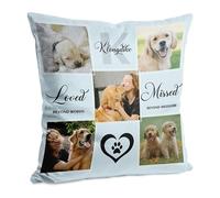 Coussin commémoratif personnalisé pour animaux de compagnie avec photo et nom - Coussin souvenir personnalisé - Cadeau de condoléances pour les amoureux des chiens ou des chats (Plusieurs photos)