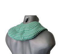 Coussin compartimenté tour de cou aux graines - Graines de lin - Bouillotte micro-ondes - Coussin thermique pour la nuque (Design: vert et blanc)