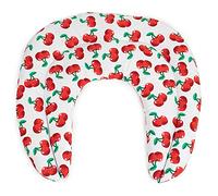 Coussin compartimenté tour de cou aux graines - Graines de lin - Coussin thermique pour la nuque - Bouillotte micro-ondes (Design: cherry-white)