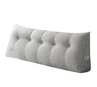 Coussin Compensé Triangulaire, Traversin Gros Coussin Dossier Coton et Lin, Support de Lecture pour Lit, Oreiller De Lecture, Amovible (Gris Clair- 160 * 50 * 20 cm -Coton et Lin)