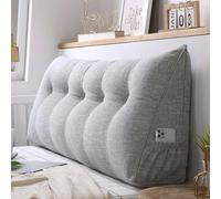 Coussin Compensé Triangulaire,Traversin Gros Coussin Dossier Lin,Coussin de Lecture pour lit ou canapé,Oreiller De Lecture TêTe De Lit,Dossier De TêTe De Lit Amovible (A Gris,80*50*20cm)