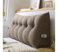 Coussin Compensé Triangulaire,Traversin Gros Coussin Dossier Lin,Coussin de Lecture pour lit ou canapé,Oreiller De Lecture TêTe De Lit,Dossier De TêTe De Lit Amovible (Café,150*50*20cm)