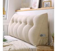 Coussin Compensé Triangulaire,Traversin Gros Coussin Dossier Lin,Coussin de Lecture pour lit ou canapé,Oreiller De Lecture TêTe De Lit,Dossier De TêTe De Lit Amovible (Beige,150*50*20cm)