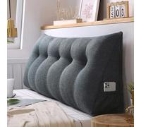 Coussin Compensé Triangulaire,Traversin Gros Coussin Dossier Lin,Coussin de Lecture pour lit ou canapé,Oreiller De Lecture TêTe De Lit,Dossier De TêTe De Lit Amovible (A Gris foncé,80*50*20cm)