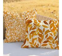 Coussin Couleur Orange Housse de Coussin Feuille Set de 2 Lin Carré Decoratif Taie Oreiller avec Fermeture à Glissière Lnvisible,Balcon Maison Salon de Jardin Exterieur Decoratif,35x35cm RC-1000