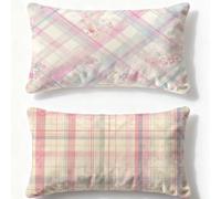 Coussin Crème Oreiller Couture En Grille Taie Oreiller 30x50cm Velours Coussin Canape Lot de 2,2026 Nouveau Rectangulaire Impression recto verso Taie D'oreiller pour Hiver Automne Maison Décor Q-1069U