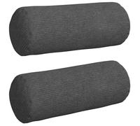 Coussin cylindrique en velours côtelé - vidaXL - Gris foncé - Housses amovibles - 15x40 cm - Rembourrage polyester