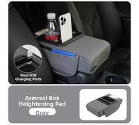 Coussin d’Accoudoir pour voiture avec Double USB 36x19x8cm Rangement | Éponge haute résistance pour confort ergonomique Sangles ajustables Fixation universelle Compartiments multiples
