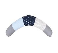 Coussin d’allaitement ULLENBOOM ® bleu marine bleu ciel gris (190 x 38 cm, rembourrage : BOULES DE FIBRES silencieuses, polochon de grossesse, coussin de maternité)