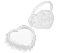 Coussin D’alliances de Mariage Mini en Satin et Dentelle avec Poignée | Blanc, Cœur Élégant pour Alliance de Fiançailles, Présentation Raffinée, 1 Pièce à Transporter