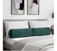 vidaXL Coussins d'accent cylindriques Ø25x70 cm Velours côtelé Housses amovibles Lot de 2 Vert foncé