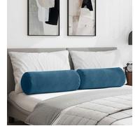 vidaXL Coussins d'accent en velours côtelé doux 2 pcs Bleu Ø 25 x 70 cm