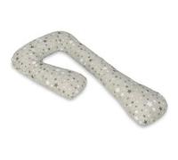 Coussin D'accouchement Pre/Post Natal Etoiles Girses Et Blanches Sur Fond Gris