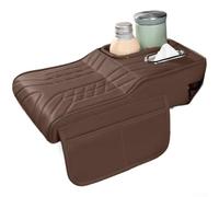 Coussin d'accoudoir de voiture avec réglage de la hauteur lisse, porte-gobelet fixe et intégration de rangement bien pensée (marron)