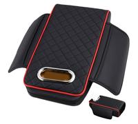 Coussin d'accoudoir de voiture, couvercle de couvercle repos bras voiture en cuir souple, l'accoudoir multifonctionnel avec trou boîte tissu et 2 sacs rangement, bras d