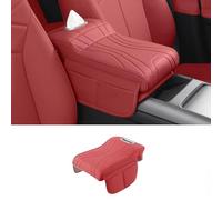 Coussin d'Accoudoir Voiture pour Ford Puma MK2 St/St-Line X 2020-2023 2024 2025, Protection de Console Centrale Tissu Rembourré Décoration Intérieure Tapis de Repos,Red