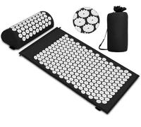 Coussin d'acupression pour détendre et masser, soulager les maux de dos, les douleurs à la tête et au cou, le stress et les troubles du sommeil à la maison, au bureau ou en voyage (noir et blanc)