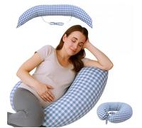 Mobiclinic®, Coussin Allaitement et Grossesse, 3 en 1, Sangles Réglables, 180 cm, Multifonction, Aura, Amovible et Lavable, Multi-Position, Coton et Polyester, Vichy Print