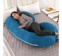 Coussin d'allaitement pour femmes enceintes Coussin pour le corps en forme de C Coussin de maternité, 70 × 145 cm, bleu marine