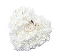 Coussin d'Alliance Romantique avec Roses, Porte-Bague de Mariage Occidental, 15 x 13 cm, Coffret Cadeau Décoratif