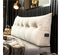 Coussin d'appui-tête de lit de luxe rembourré pour tête de lit, canapé, lit, coussin de chevet, triangulaire, coussin de lecture pour dossier de lit (taille : 150 x 50 x 20 cm, couleur : blanc)