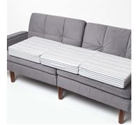 HOMESCAPES Coussin d’Assise pour canapé 3 Places, Coussin rehausseur déhoussable en Coton, Gris rayé, 150 x 50 x 10 cm