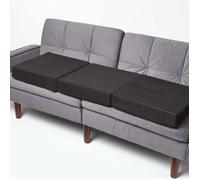 HOMESCAPES Coussin d’Assise pour canapé 3 Places, Coussin rehausseur déhoussable en suédine, Noir, 150 x 50 x 10 cm