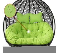 Coussin d'assise pour fauteuil suspendu, Coussin de balancelle 2 places for chaise œuf d'extérieur, double appui-tête amovible et réglable(Green)