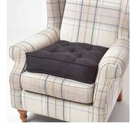 HOMESCAPES Coussin d’Assise rehausseur, Coussin de Sol en suédine Noir, 50 x 50 x 10 cm