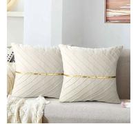 Coussin Dcoratif en Velours Beige 45 x 45 cm Lot de 2 ODIPIE