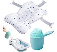 Coussin de Bain Bébé + Verre, Réducteur Baignoire pour Bébé, Support Universel, Transat, Coussin Baignoire Confortable et Antidérapant, Matelas Doux pour la Peau, Verre de Bain Inclus