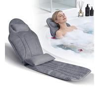 Coussin de bain Full Body avec coussin lombaire - Canapé de bain en maille 5D douce - Avec ventouses et appui-tête - 142 x 48 cm - Gris