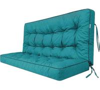 Coussin de Banc 2 ou 3 Places imperméable et résistant aux UV avec Dossier et Attaches pour l'intérieur et l'extérieur 140 x 100 cm (Aqua)