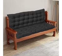 Coussin de banc 3 places épais avec dossier, coussin de rechange confortable pour canapé d'intérieur et balancelle, 150 x 101,6 x 7,6 cm, noir