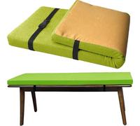 Coussin De Banc 3cm Épais - Housse en Toile Lin Lavable, Mousse 45D Haute Résilience Strap avec Boucle pour Fixation Anti-Dérapante, Personnalisable, pour Intérieur/Extérieur(Green,47x16in)