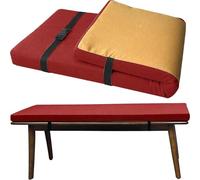 Coussin De Banc 3cm Épais - Housse en Toile Lin Lavable, Mousse 45D Haute Résilience Strap avec Boucle pour Fixation Anti-Dérapante, Personnalisable, pour Intérieur/Extérieur(Burgundy,43x16in)